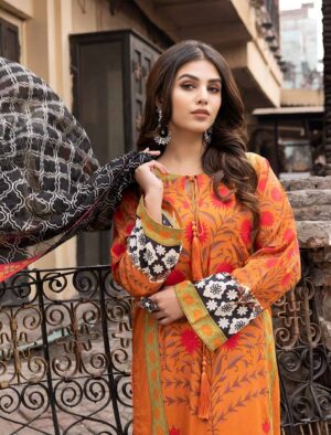 Charizma Sheen Printed Lawn suit with Embroidered Chiffon Dupatta Vol. 1_page19_image1