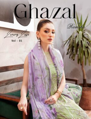 Ghazal Luxury Lawn Vol 01 By Ramsha-01