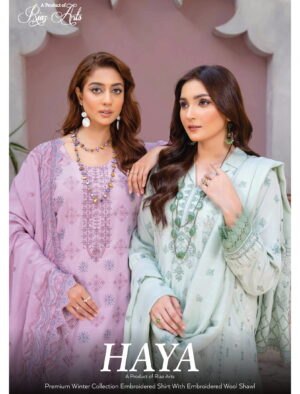 Haya premium dhanak winter collection embroidered shawl with embroidered wool shawl By Riaz arts-01