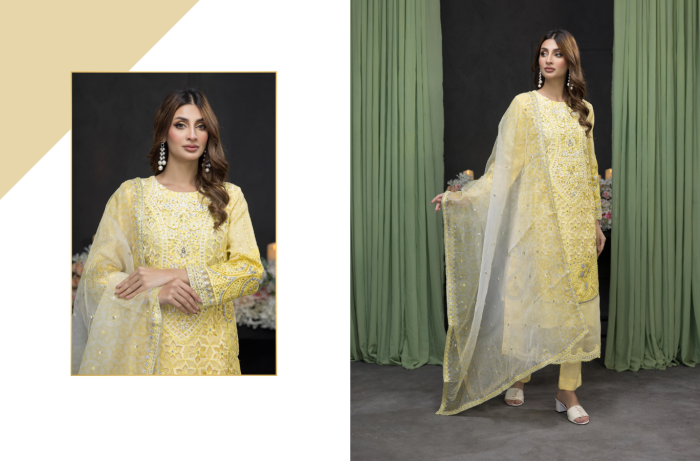 FEIONA ORGANZA STITICHED EMBROIDERED COLLECTION BY ZAINAB FAZLANI - Image 4