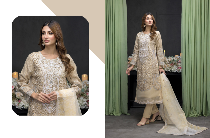 FEIONA ORGANZA STITICHED EMBROIDERED COLLECTION BY ZAINAB FAZLANI - Image 2