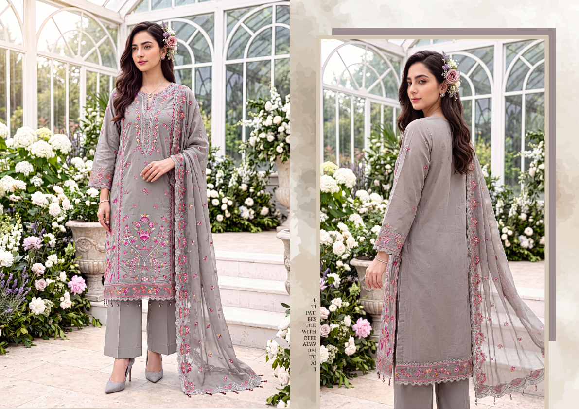 Afsana luxury pret lawn by ZAINAB FAZLANI - Image 4