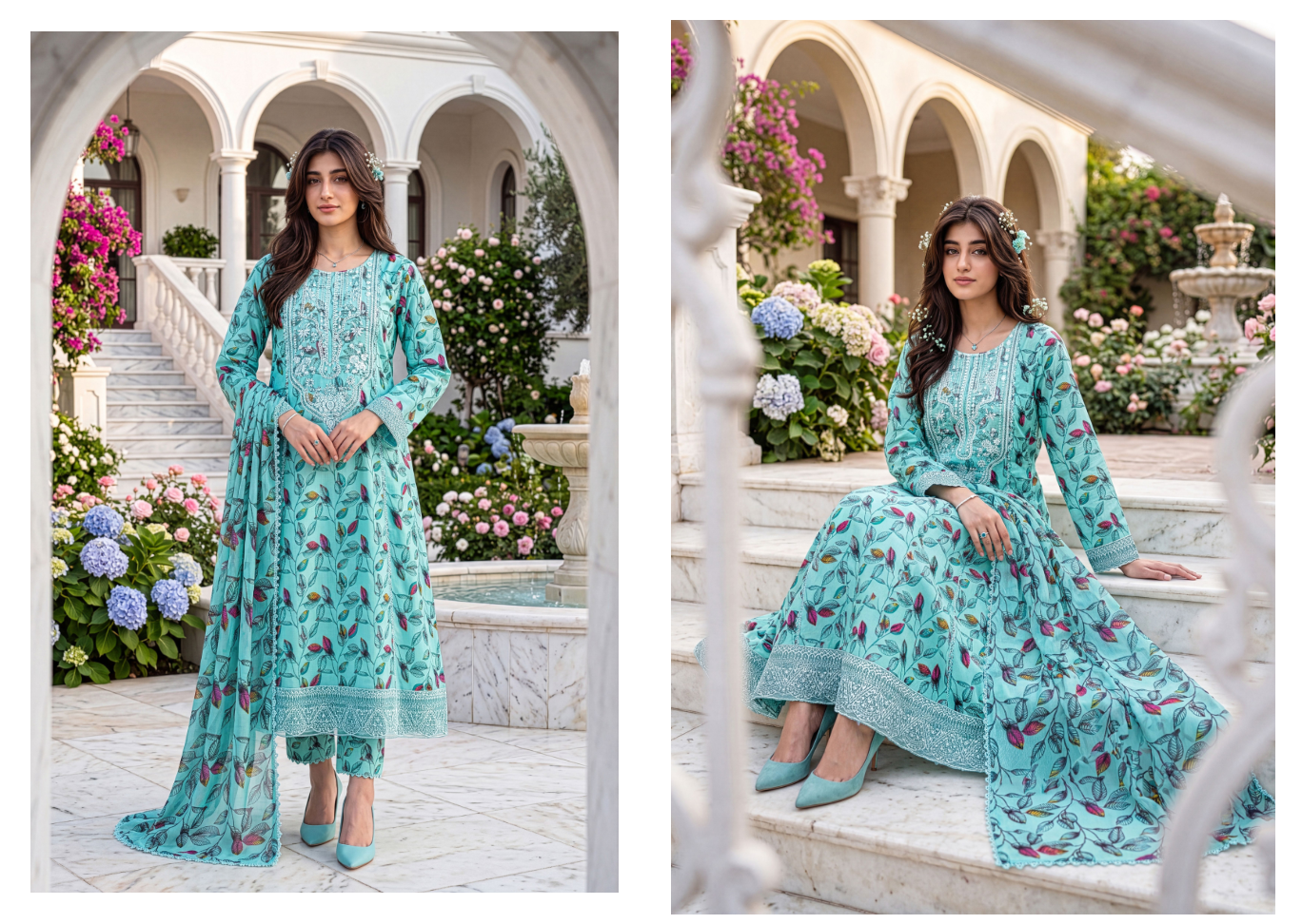 WARDAH UZAIR-3 Piece Embroidered Lawn maxi - Image 2