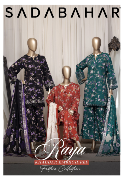 SADABAHAR RAYA KHADDAR EMBROIDERED VOL-01