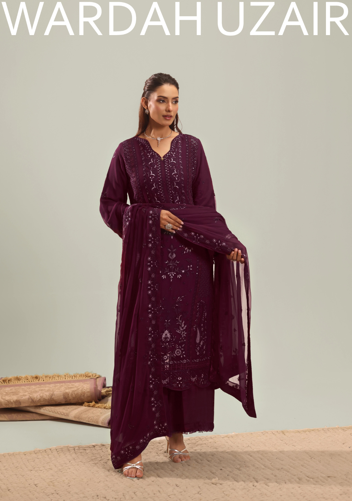 ZARYAB- Festive Chiffon Embroidered Collection By WARDAH UZAIR - Image 2
